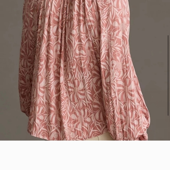 Anthropologie Blush Pink Leaf Print Blouse - Picture 9 of 10
